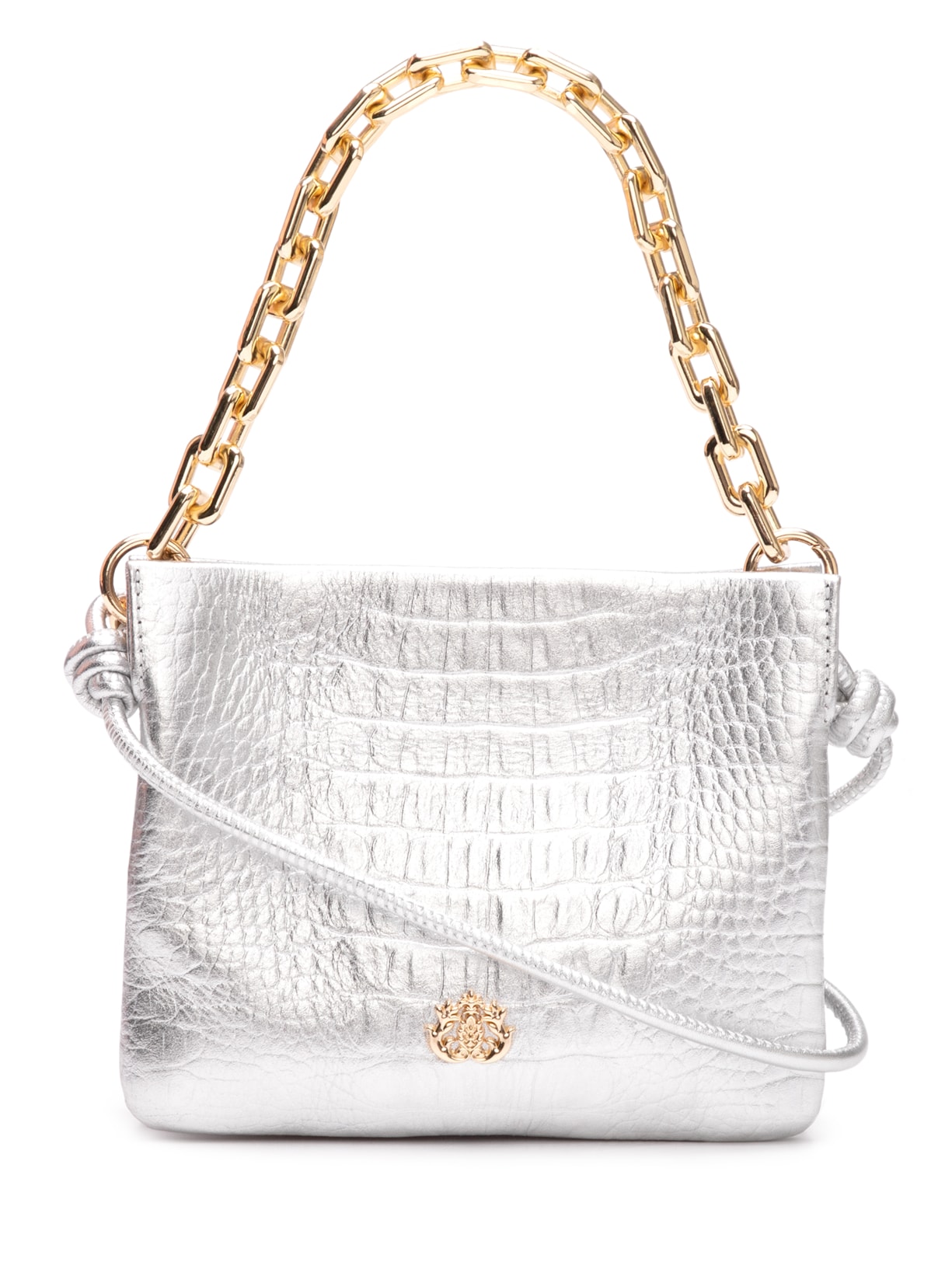 Mini Bolsa Feminina Cindy Em Couro Com Alça Multifuncional - Prata