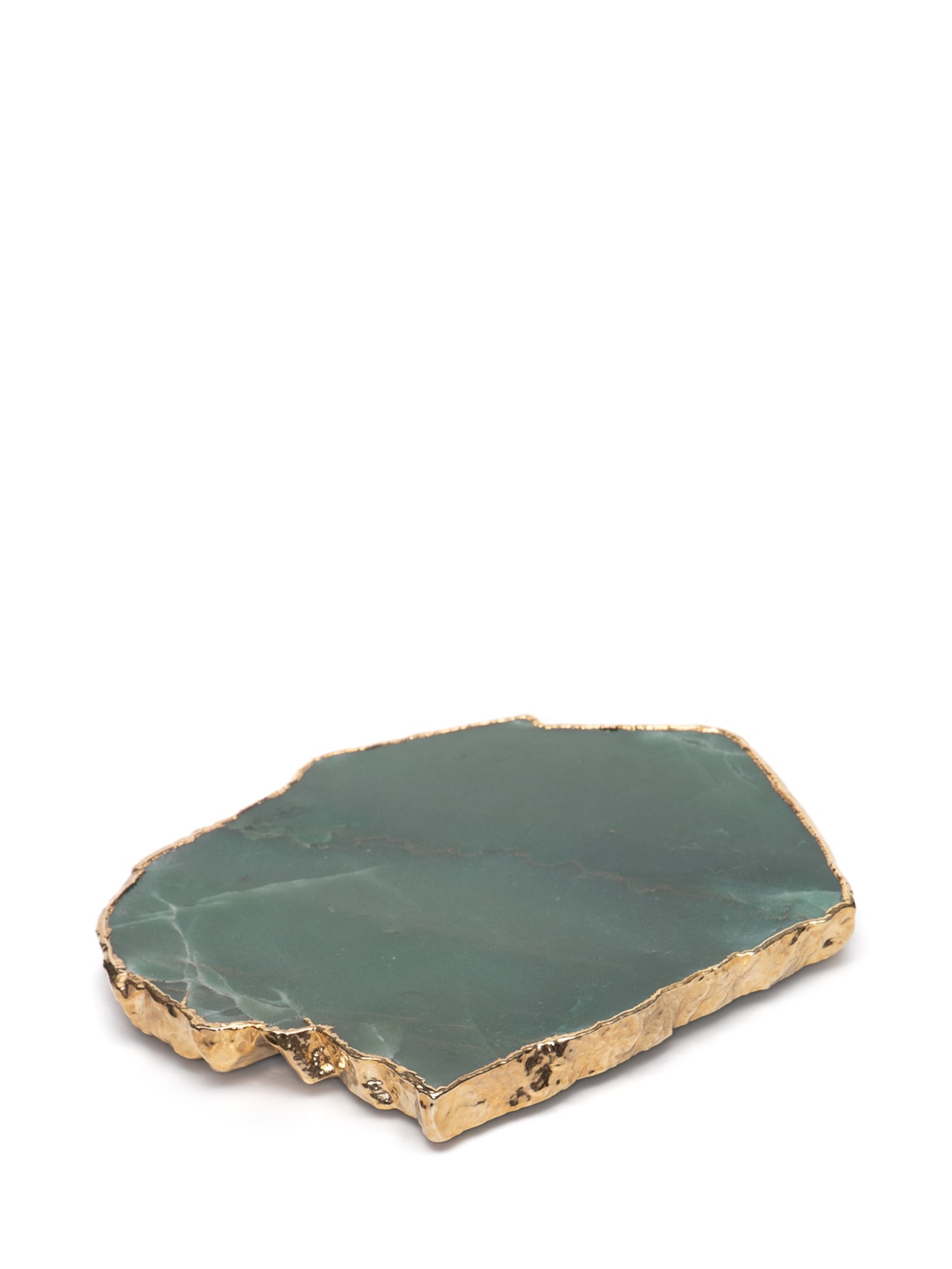 Mini Platter Em Quartzo Com Borda Ouro 1 Peça Verde Home Wish
