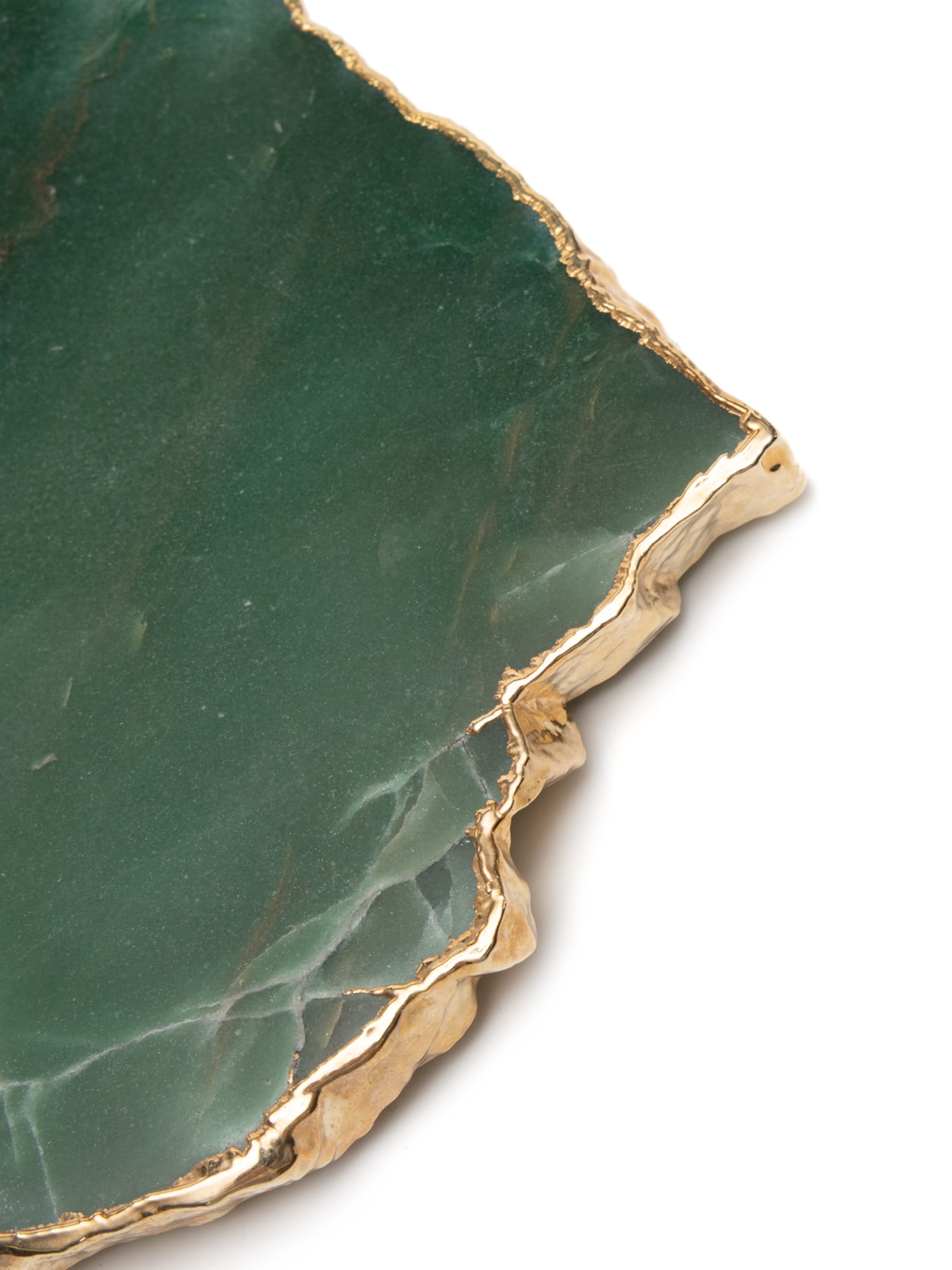 Mini Platter Em Quartzo Com Borda Ouro 1 Peça Verde Home Wish