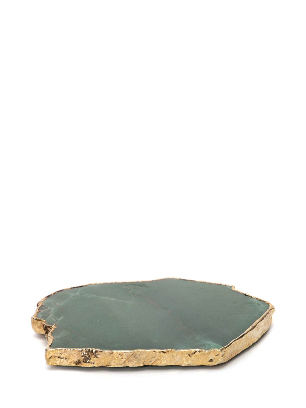 Mini Platter Em Quartzo Com Borda Ouro 1 Peça Verde Home Wish
