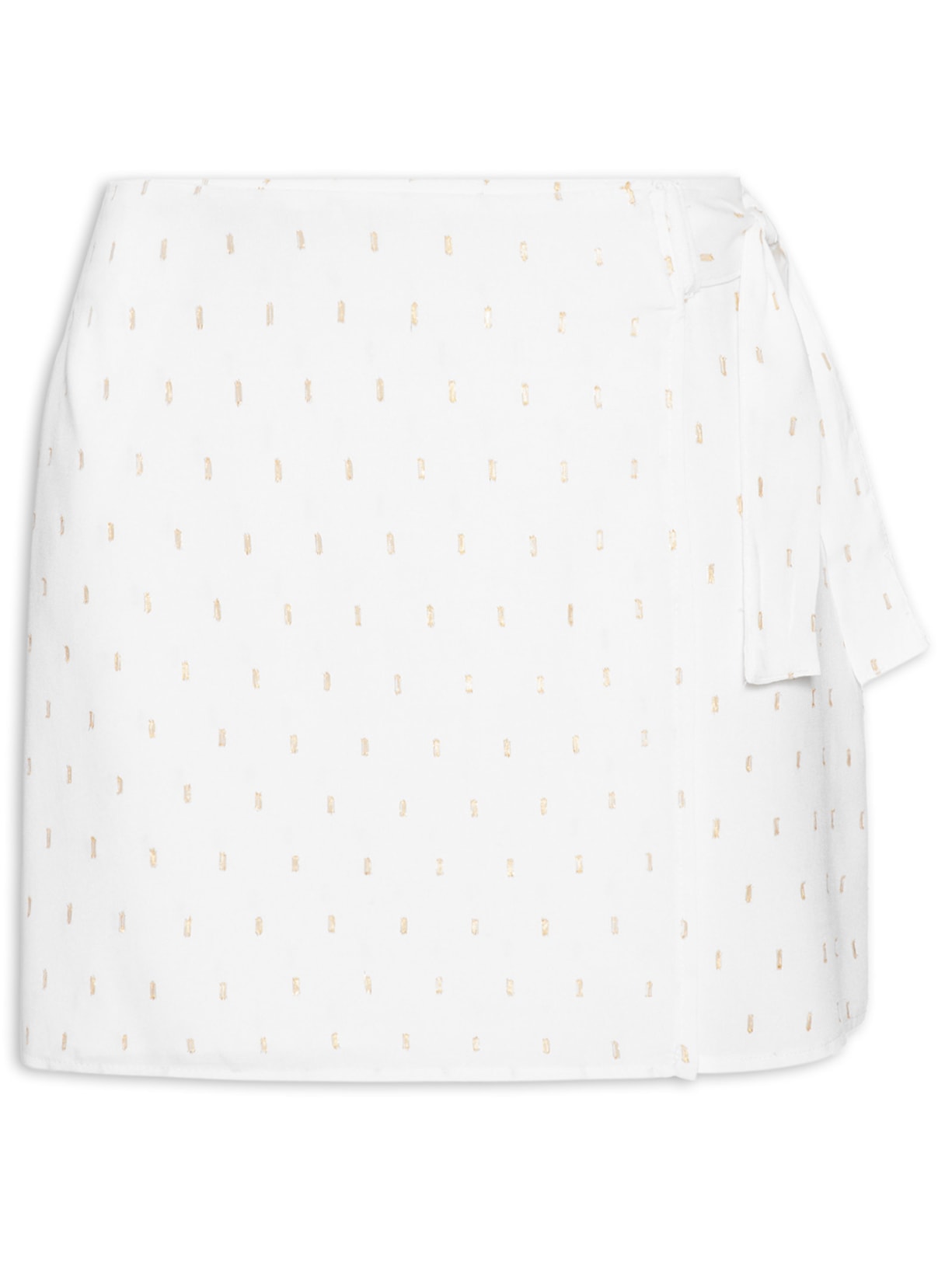 Mini Saia com Amarração de Detalhes Dourados Branco Market 33