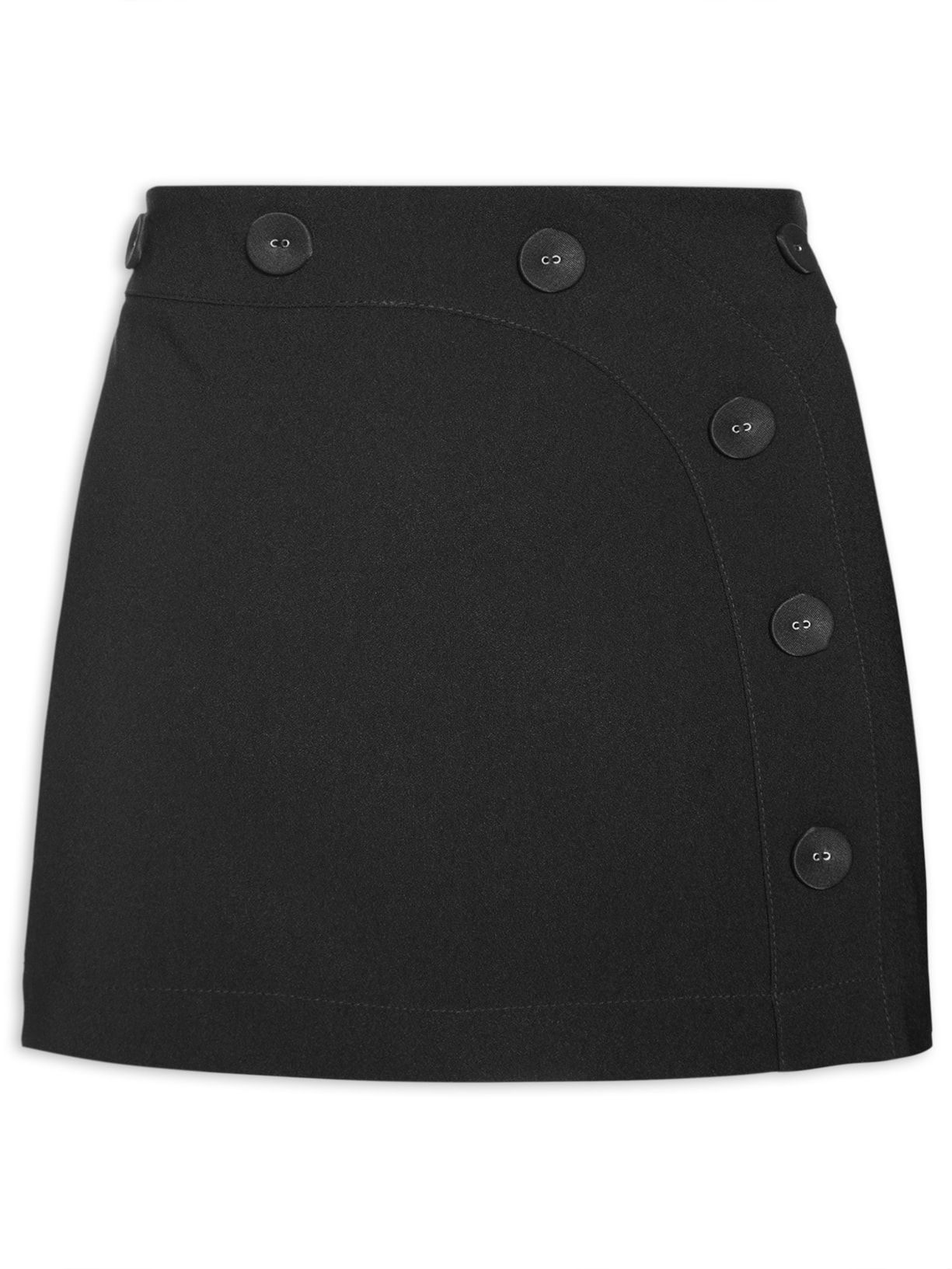 Mini Saia Com Botões - Preto