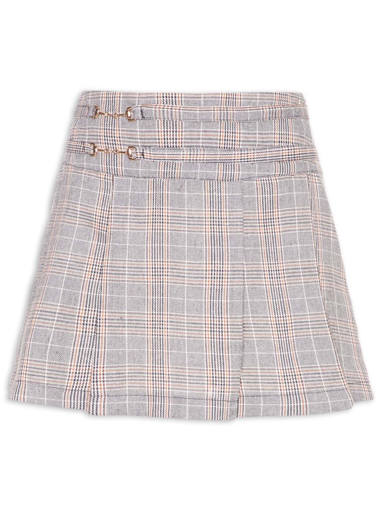 Mini Saia Com Pregas - Cinza