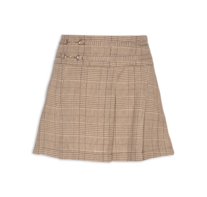 Mini Saia Com Pregas - Marrom