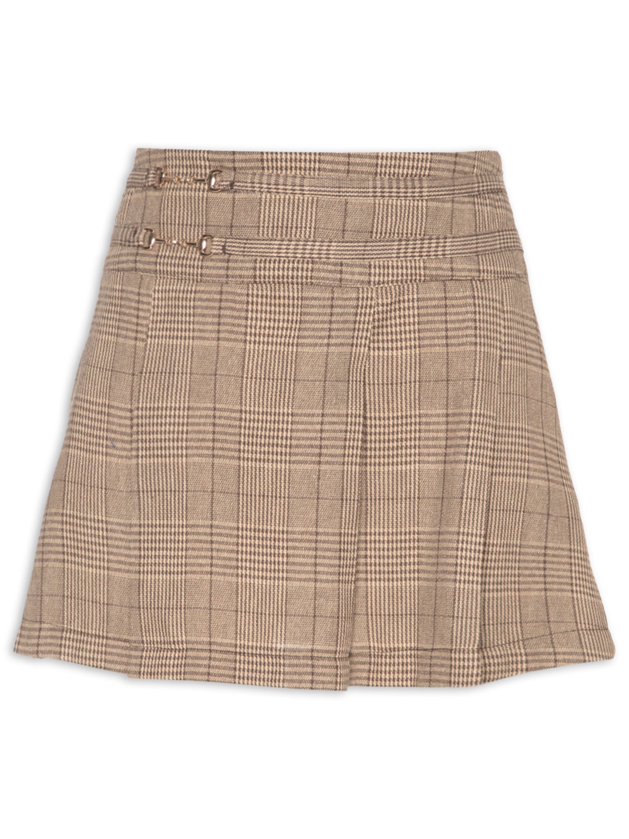 Mini Saia Com Pregas - Marrom