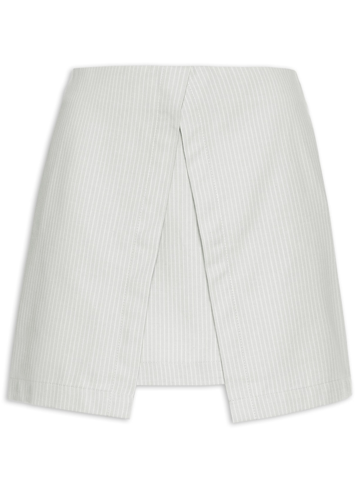 Mini Saia Com Sobreposição Aberta Na Frente - Cinza