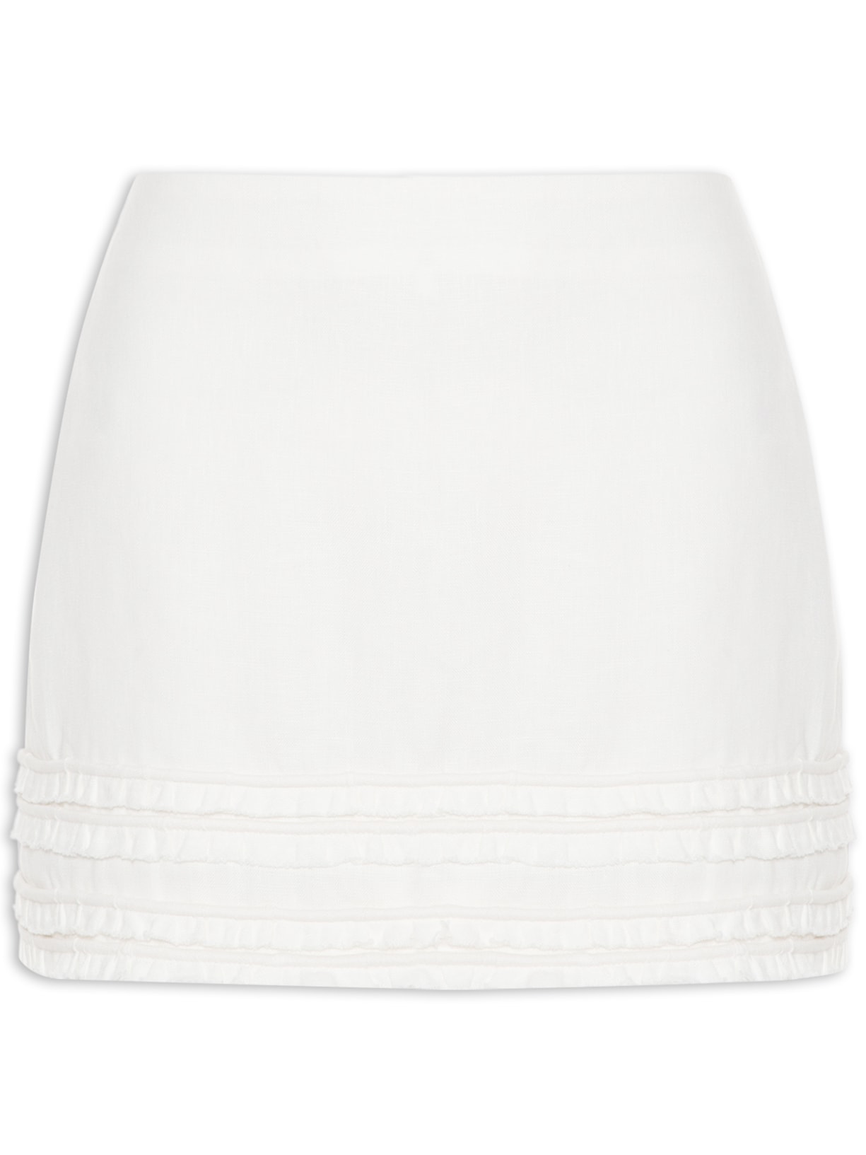 Mini Saia De Linho Com Aplicações - Branco