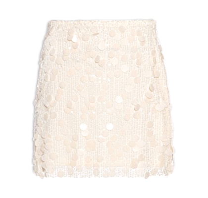 Mini Saia Em Paetê - Bege