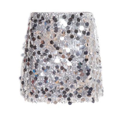 Mini Saia Em Paetê - Prateado