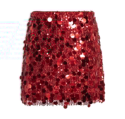 Mini Saia Em Paetê - Vermelho