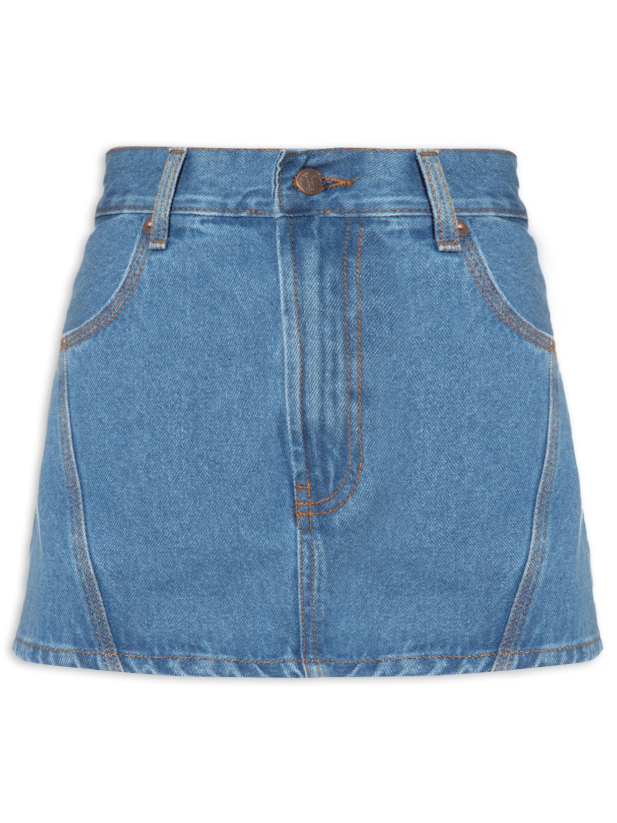 Mini Saia Jeans Recortes - Azul