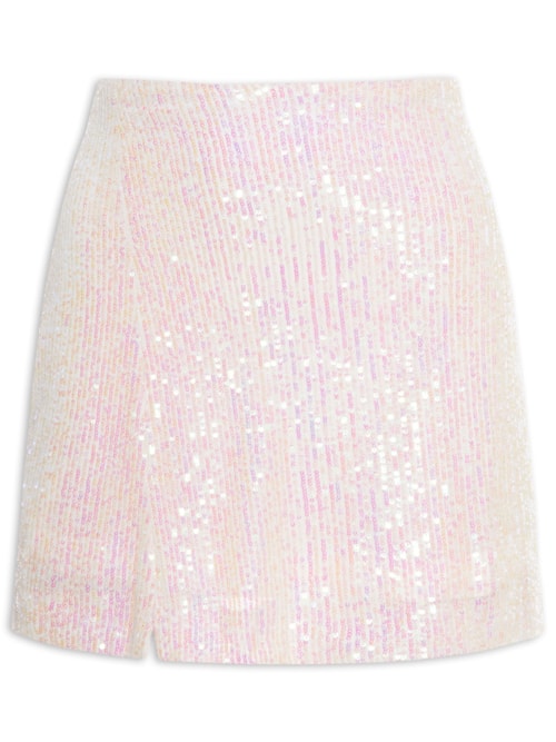 Mini Saia Paetê - Branco