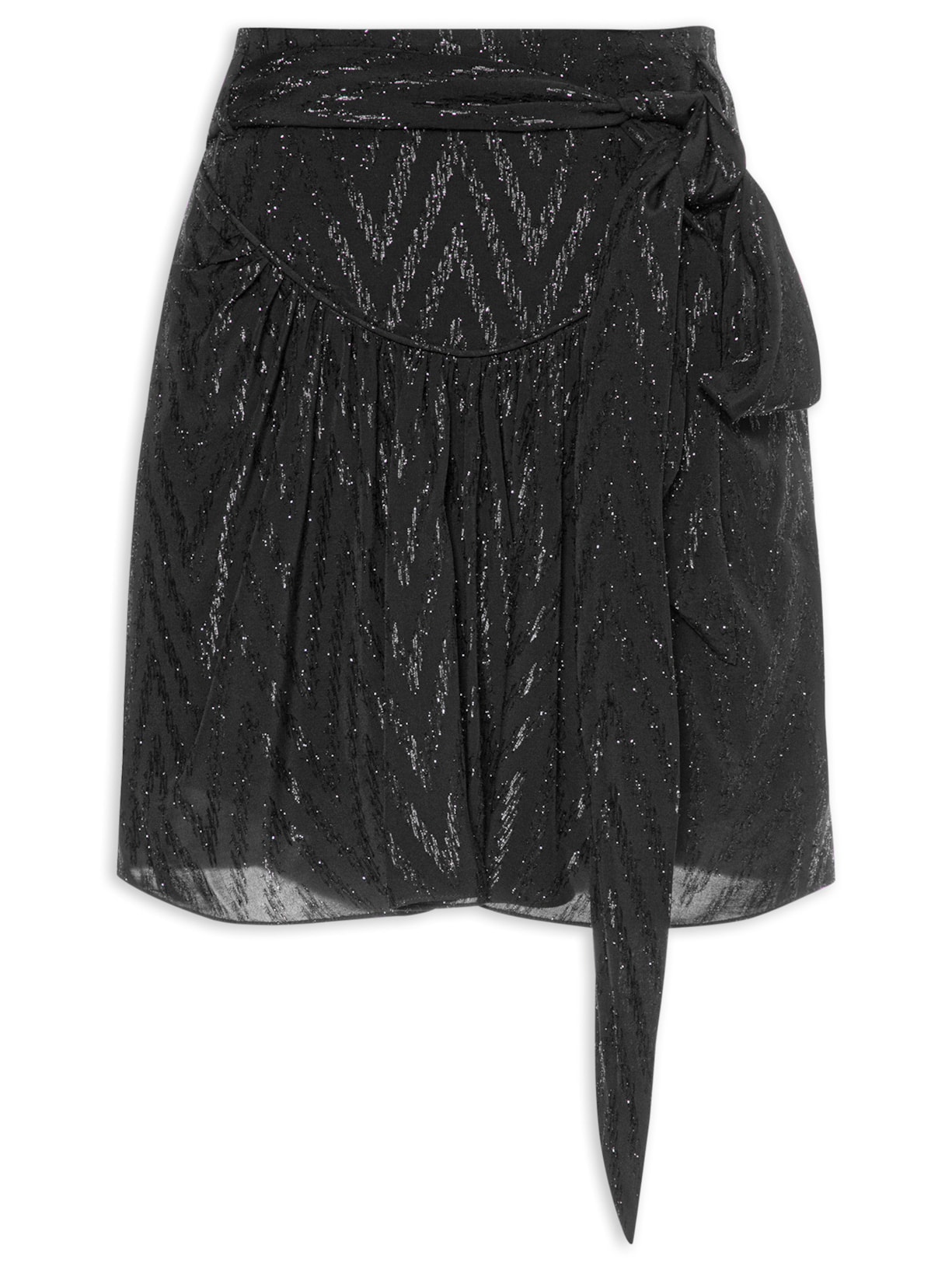 Mini Saia Pala Larga Lurex Zigzag - Preto