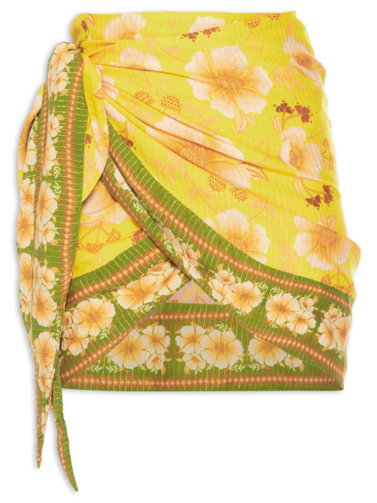Mini Saia Pareô Praia Floral Veraneio - Amarelo