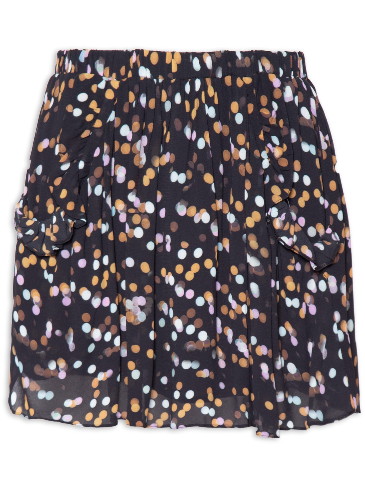 Mini Saia Pois Lente Color - Preto