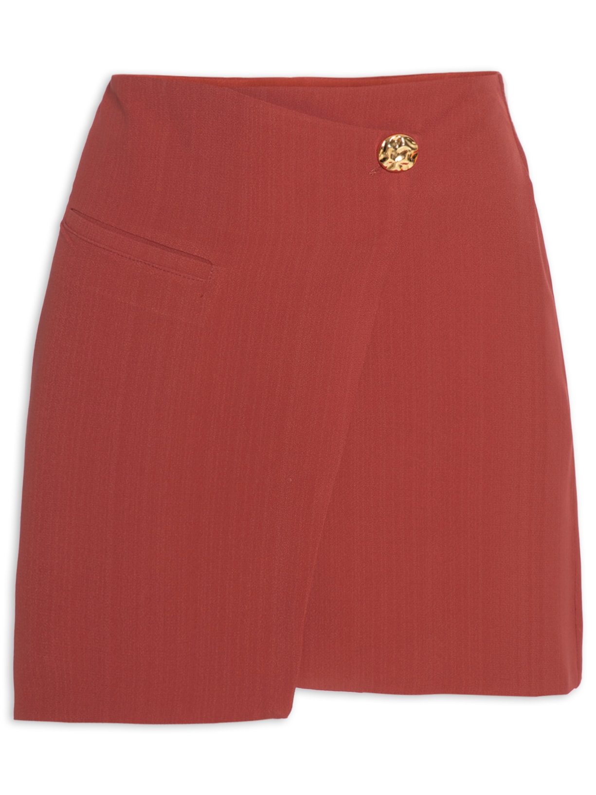 Mini Saia Transpasse Em Crepe - Vermelho