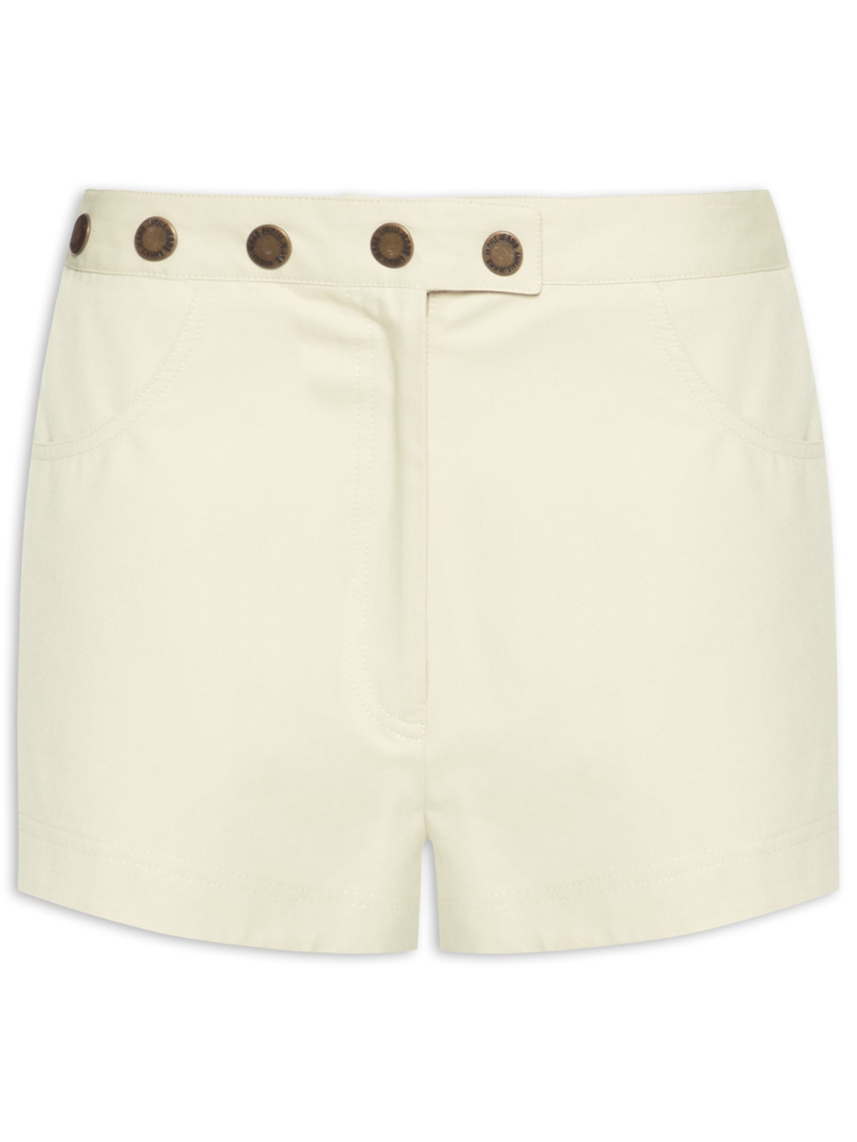 Mini Shorts Feminino Detalhes Cós - Off White