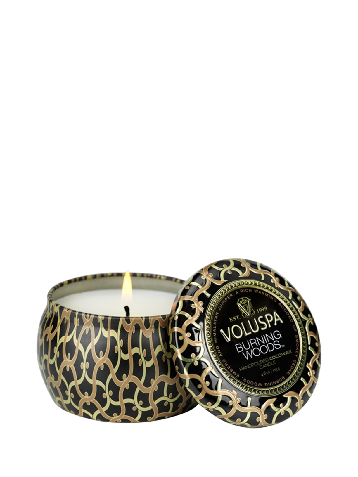 Mini Vela Lata 25h Burning Woods - Dourado