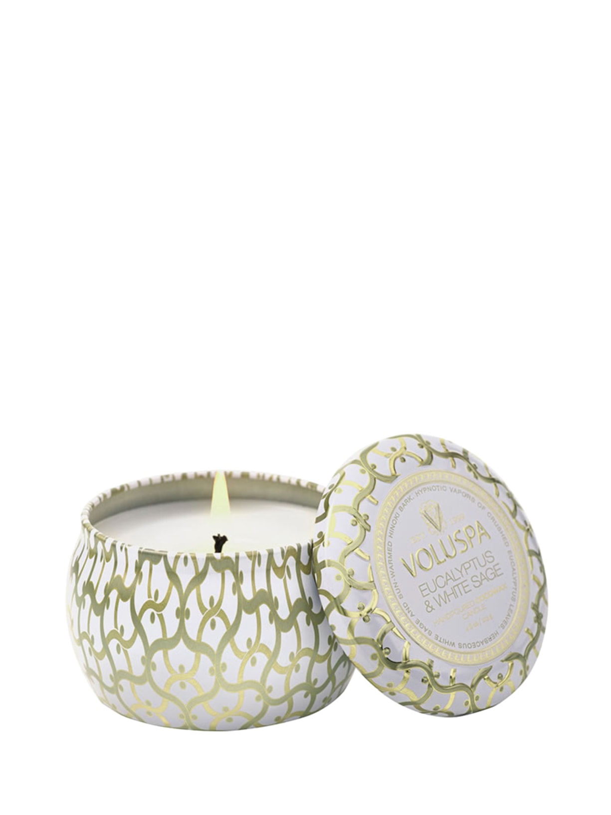 Mini Vela Lata 25h Eucalyptus E White Sage - Branco