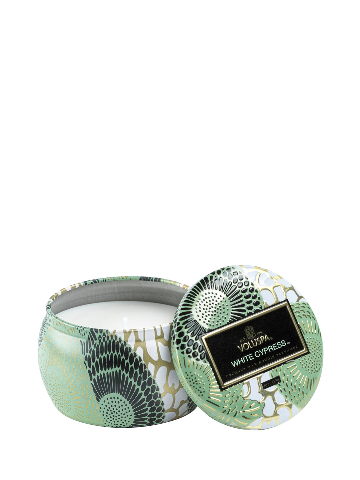 Mini Vela Lata 25h Relevo White Cypress - Verde