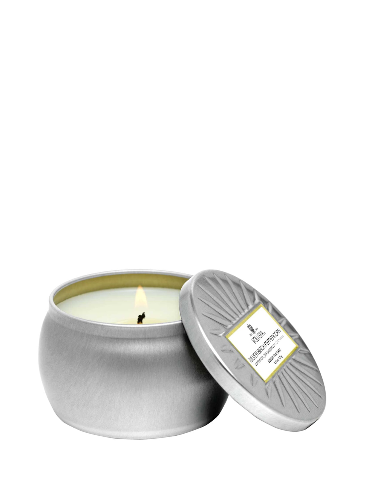 Mini Vela Lata 25H Silver Birch Peppercorn - Prata