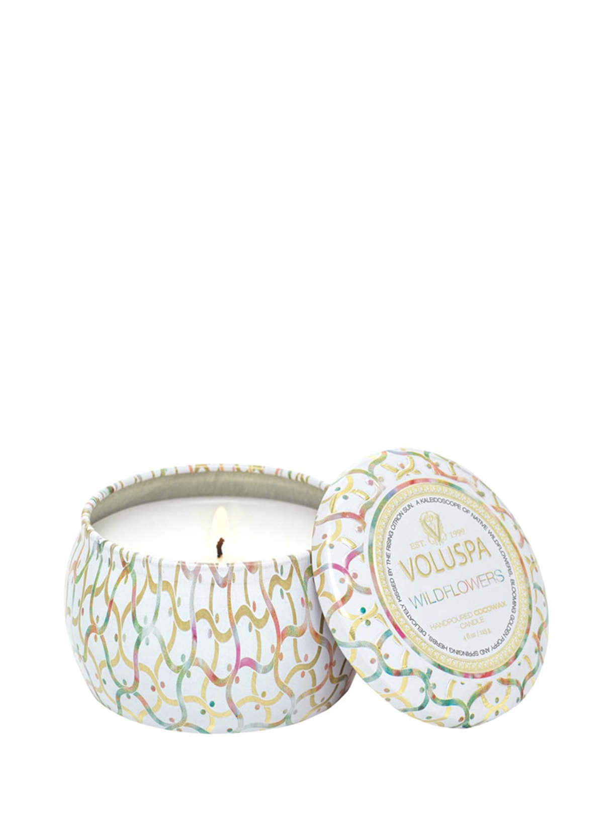 Mini Vela Lata 25h Wildflowers - Branco