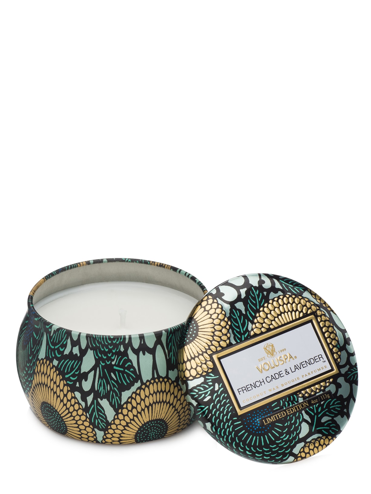 Mini Vela Lata Relevo French Cade Lavender 113g - Verde