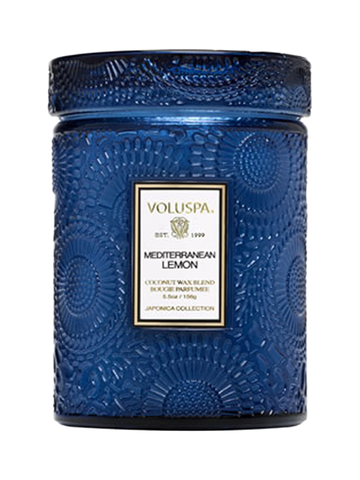 Mini Vela Pode de Vidro 50h Relevo Mediterranean Lemon - Azul