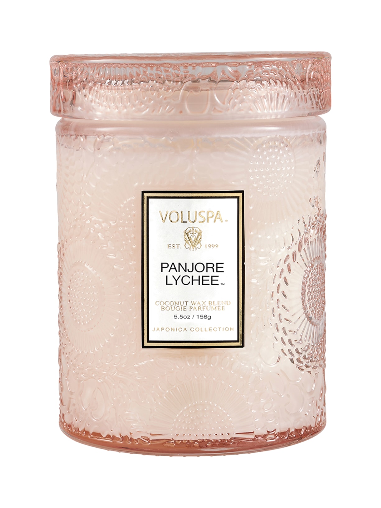 Mini Vela Pote Vidro 50H Relevo Panjore Lychee - Rosa