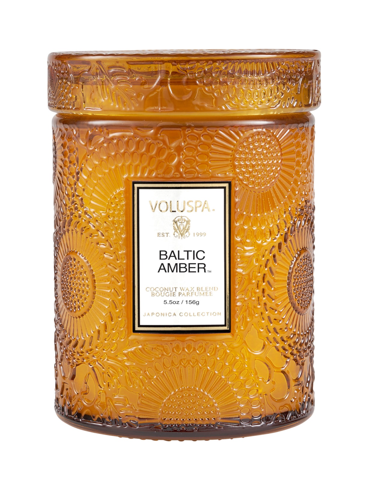 Mini Vela Pote Vidro Relevo Baltic Amber 156g - Marrom