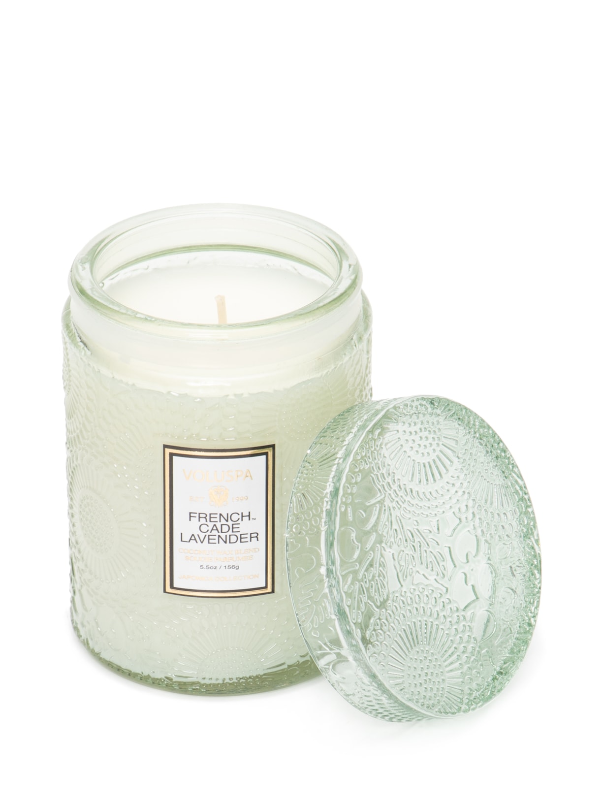 Mini Vela Pote Vidro Relevo French Cade Lavender 156g - Verde