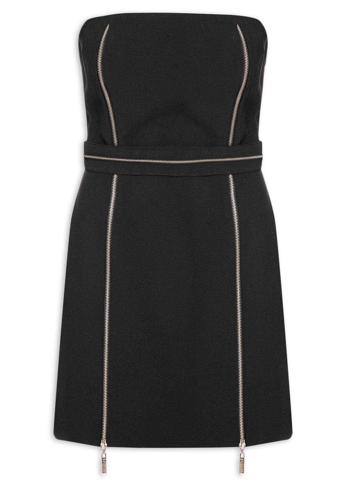 Mini Vestido Com Zíper Crepe - Preto