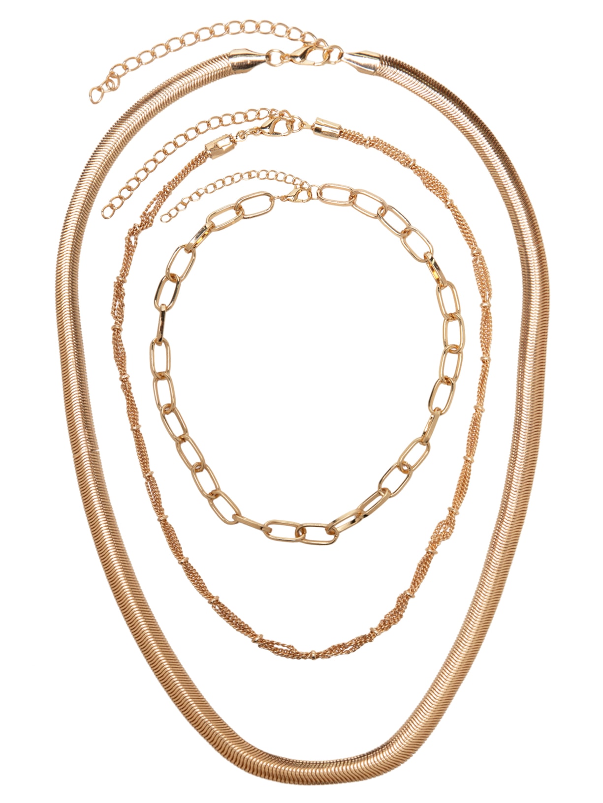 Mix De Colares Feminino De Correntes - Dourado