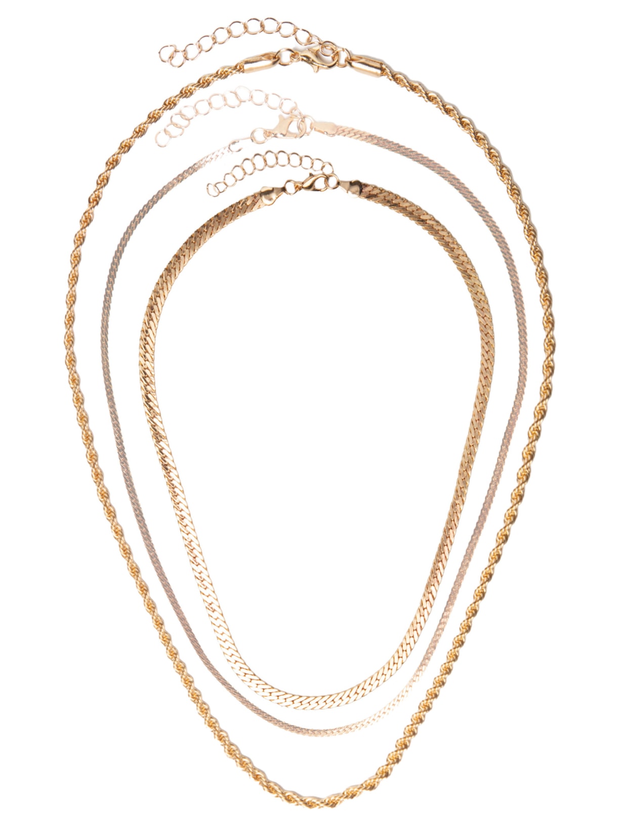 Mix De Colares Feminino De Correntes - Dourado