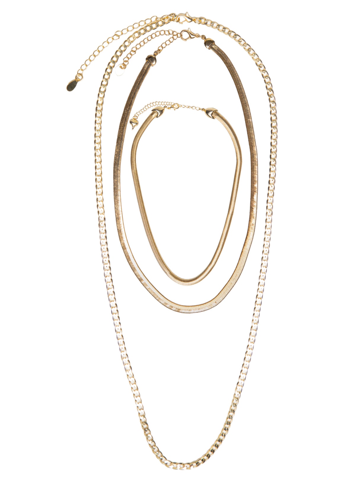 Mix De Colares Feminino Em Camadas - Dourado