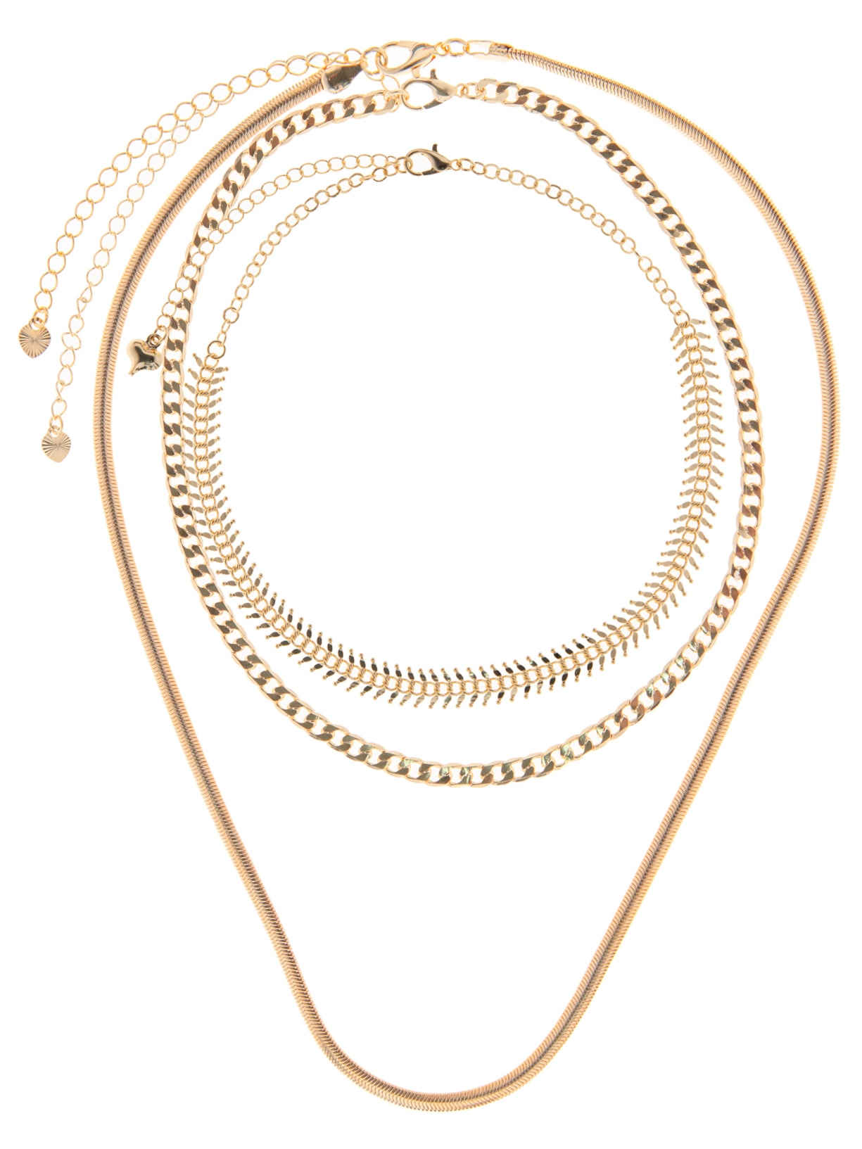 Mix De Colares Feminino Em Camadas - Dourado