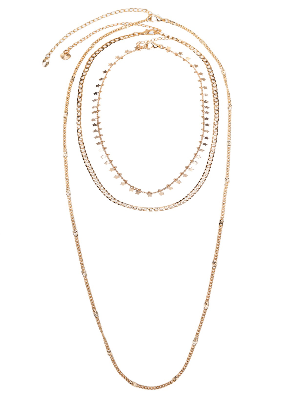 Mix De Colares Feminino Em Camadas - Dourado