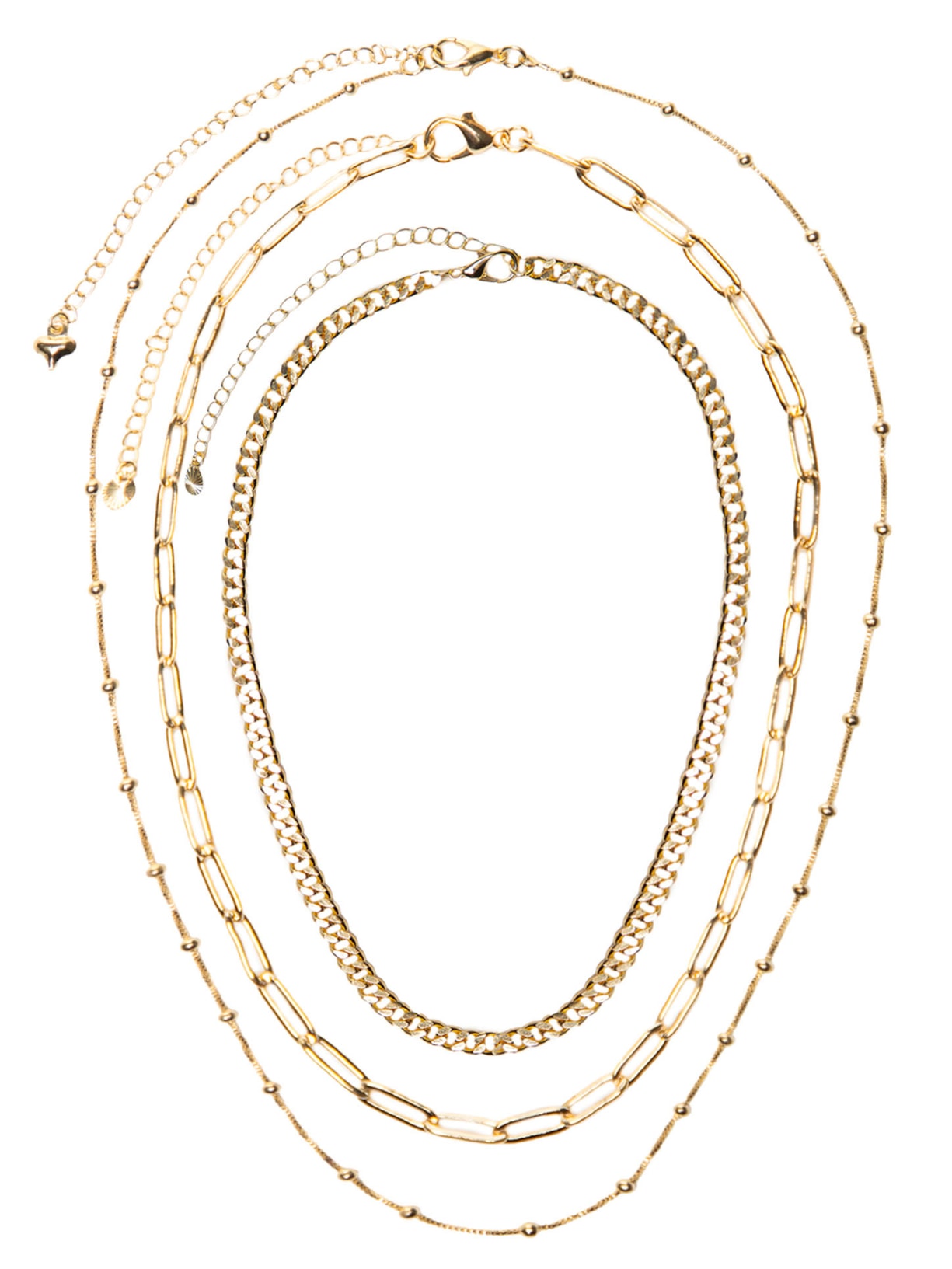 Mix De Colares Femininos Em Camadas - Dourado