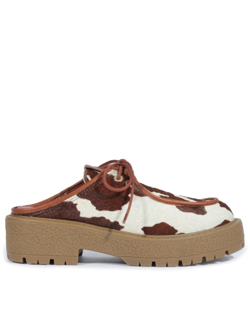 Mocassim Feminina Tratorado Mule Andrea Camurça Estampa - Animal Print