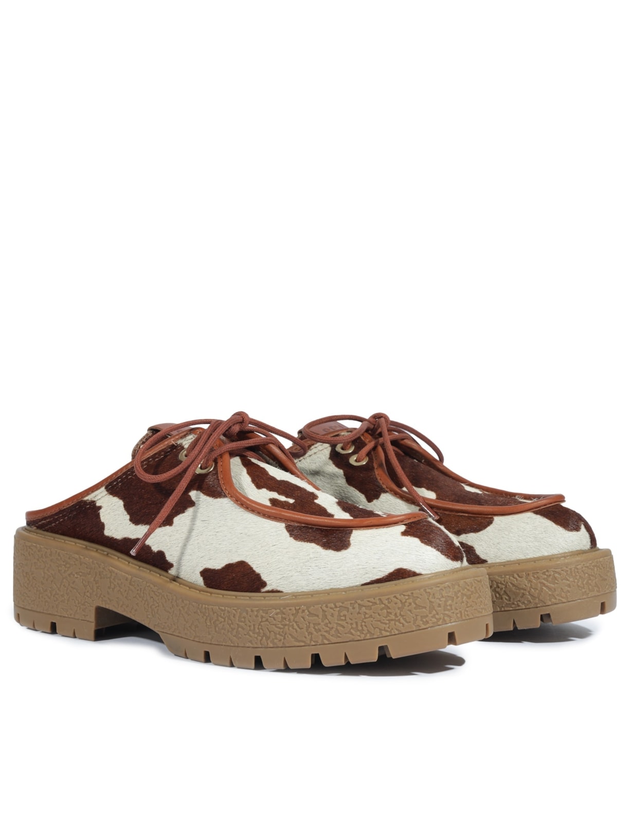 Mocassim Feminina Tratorado Mule Andrea Camurça Estampa Animal Print Schutz