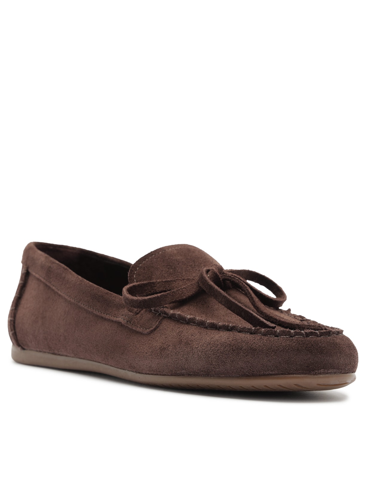 Mocassim Feminino Acamurçado Bico Redondo Lacinho Marrom Arezzo