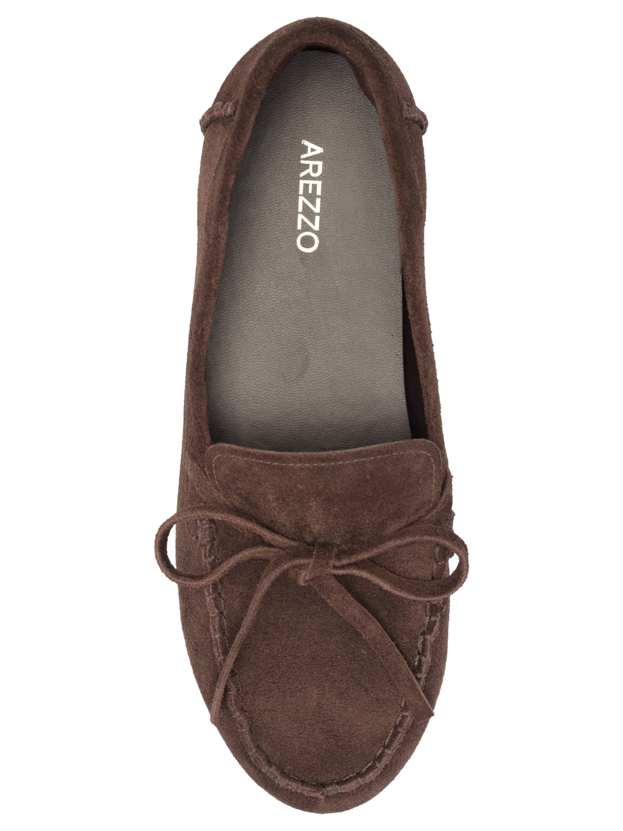 Mocassim Feminino Acamurçado Bico Redondo Lacinho Marrom Arezzo