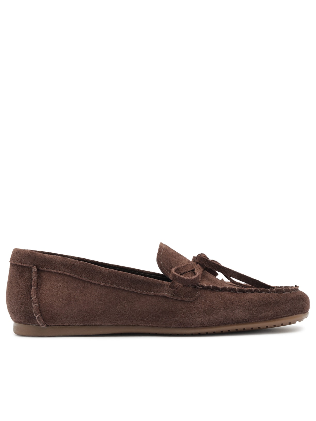 Mocassim Feminino Acamurçado Bico Redondo Lacinho – Marrom Arezzo