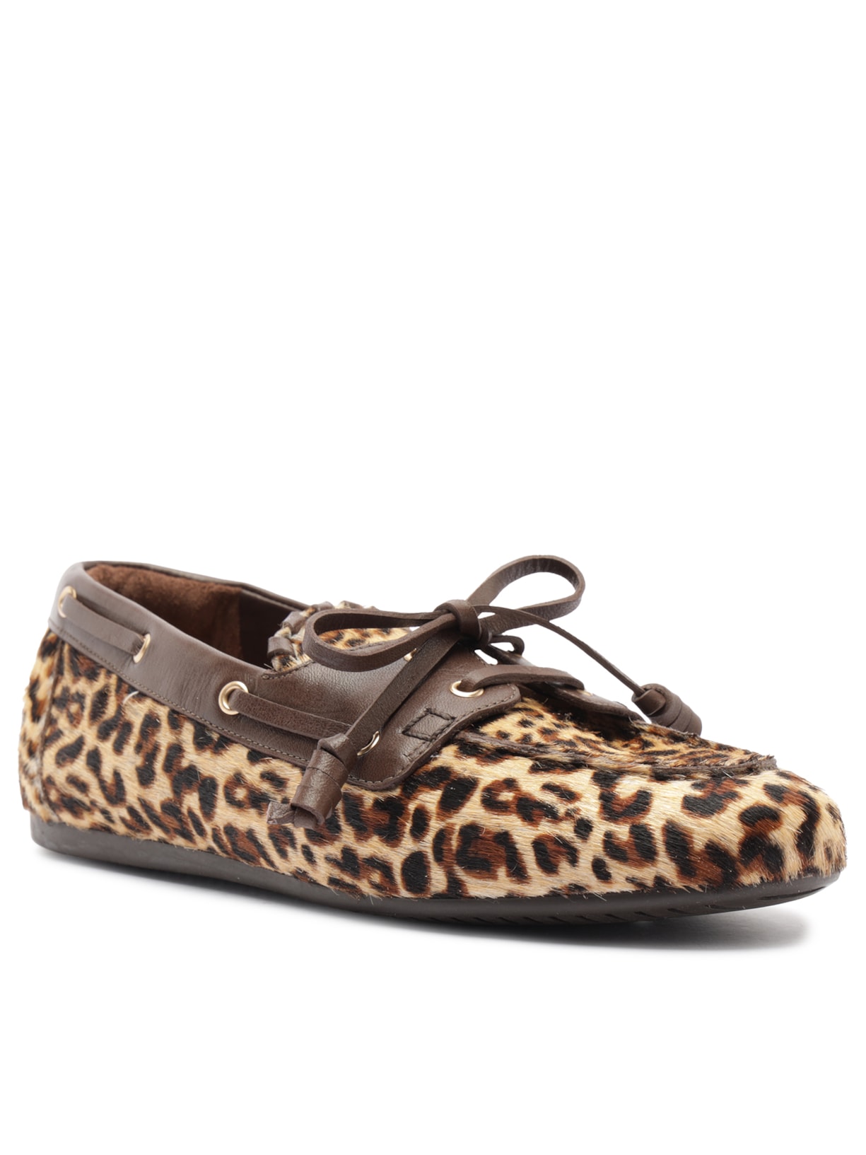 Mocassim Feminino Camurça Animal Print Arezzo