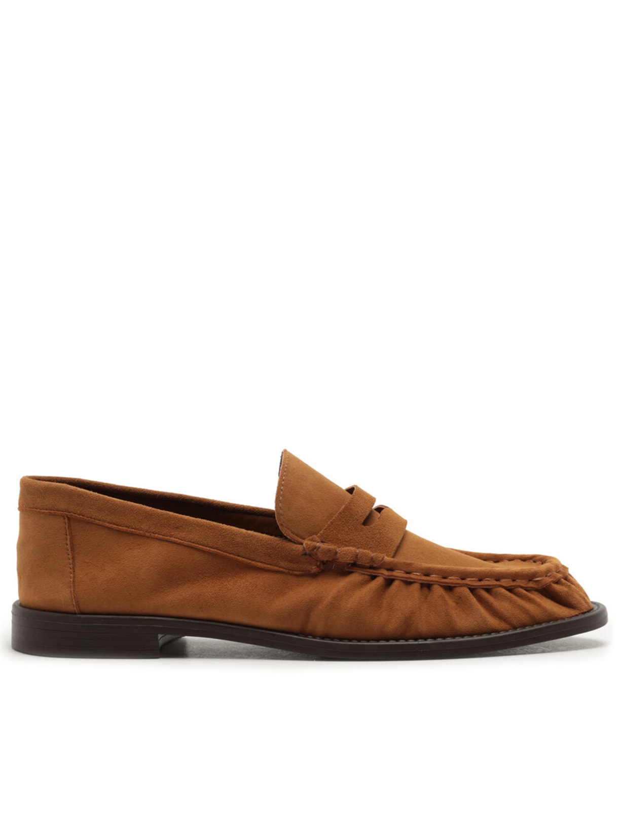 Mocassim Feminino Camurça Franzido Tira - Marrom