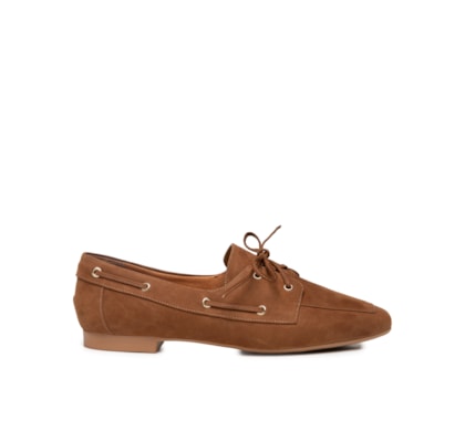 Mocassim Feminino Com Amarração Em Couro - Marrom