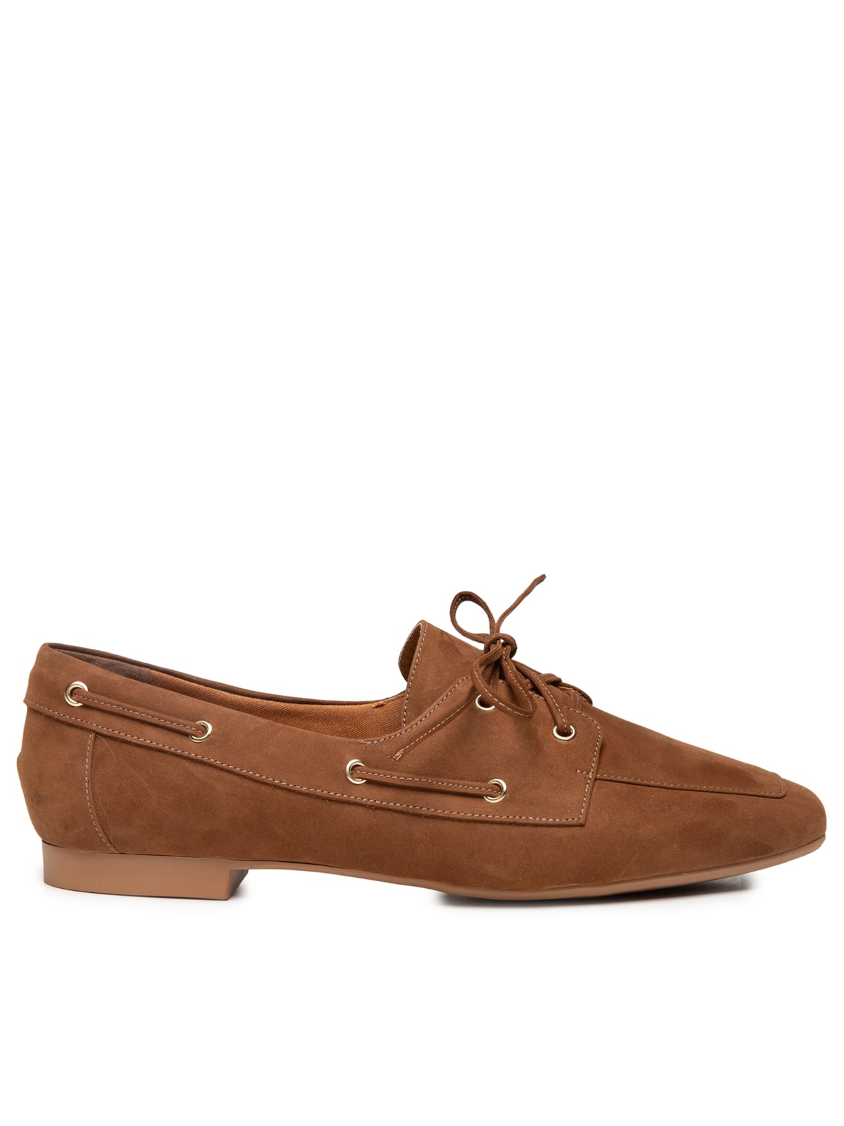 Mocassim Feminino Com Amarração Em Couro - Marrom