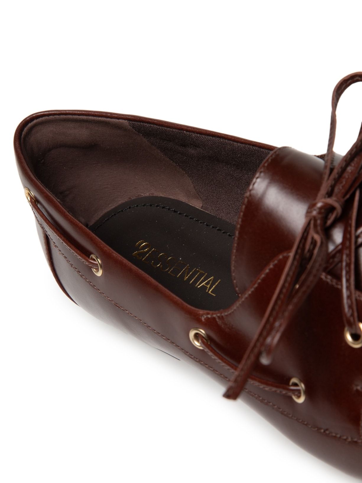 Mocassim Feminino Com Amarração Em Couro Marrom '2Essential