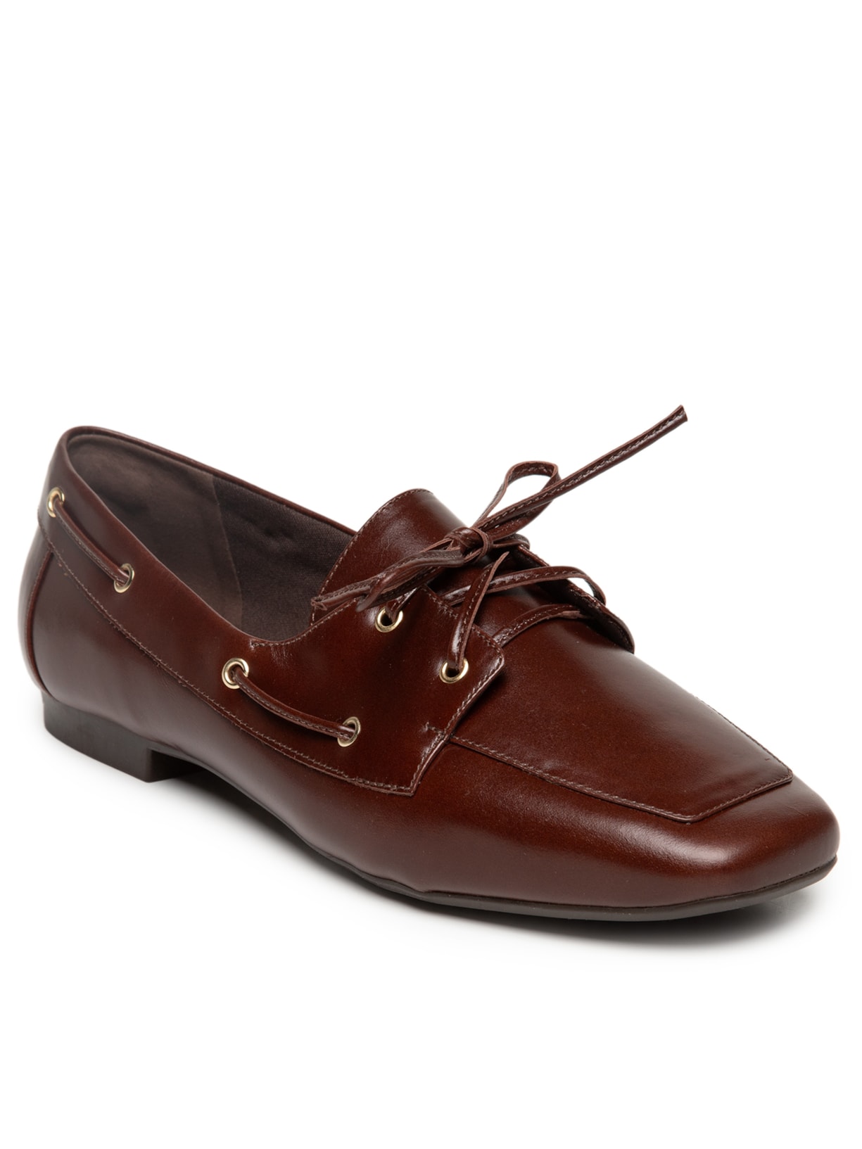 Mocassim Feminino Com Amarração Em Couro Marrom '2Essential