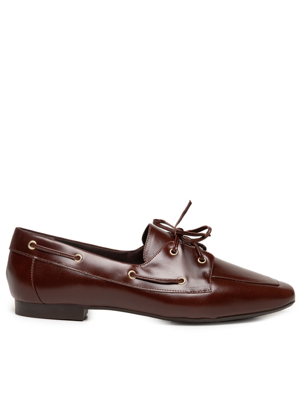 Mocassim Feminino Com Amarração Em Couro - Marrom